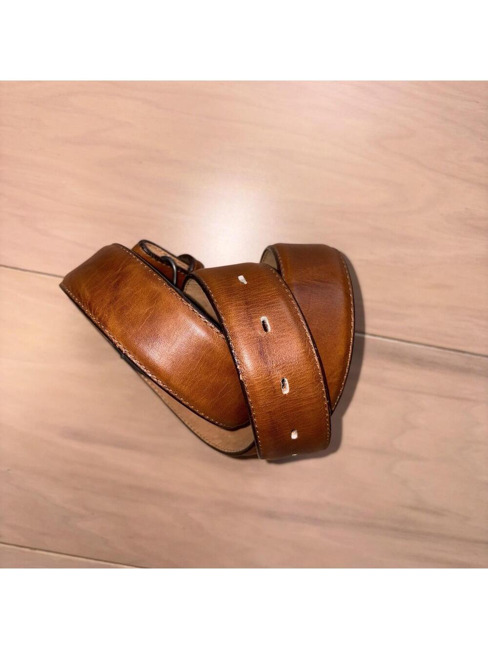 Tony Lama Brown Leather Belt Size 36 Horse Buckle Western Made USA